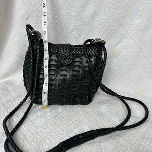 Black leather shoulder or crossbody bag
